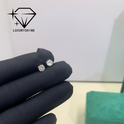 LuxuryShine Round Lab Grown Diamond Stud Earrings VVS2/VS1 Clarity 18K solid Gold custom Jewelry with IGI Certificate fashion earrings Valentine's Day gift