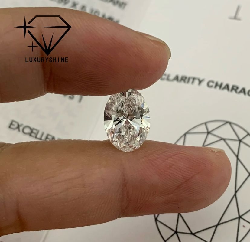 Kalite LuxuryShine Mükemmel Kesim Laboratuvar Yetiştirilmiş Pırlanta D-F Renk Beyaz Oval 0.1-10CT VS1 IGI Sertifikalı 3EX Kesim Taşlar fabrika