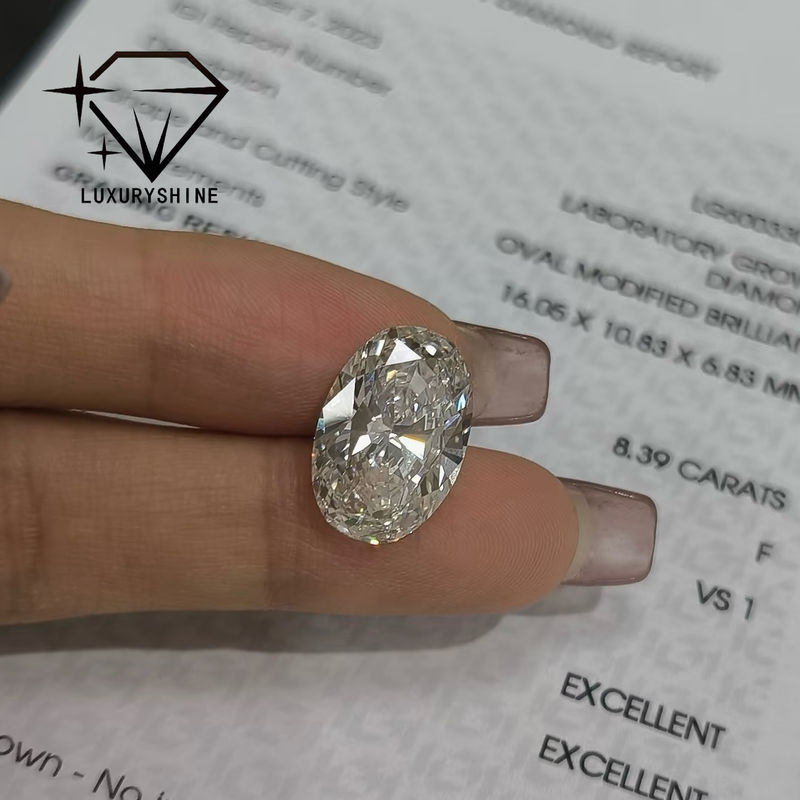 Kalite LuxuryShine Mükemmel Kesim Laboratuvar Yetiştirilmiş Pırlanta D-F Renk Beyaz Oval 0.1-10CT VS1 IGI Sertifikalı 3EX Kesim Taşlar fabrika