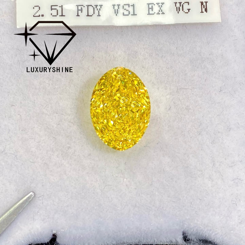 Kalite LuxuryShine VVS-VS Şık Sarı/Açık Sarı/Şık Yoğun/Çok Parlak Sarı Laboratuvar Büyütülmüş Elmas 1CT 2CT 3CT 4CT 5CT Oval Sertifika ve Özel Mücevherlerle Mükemmel Kesim fabrika