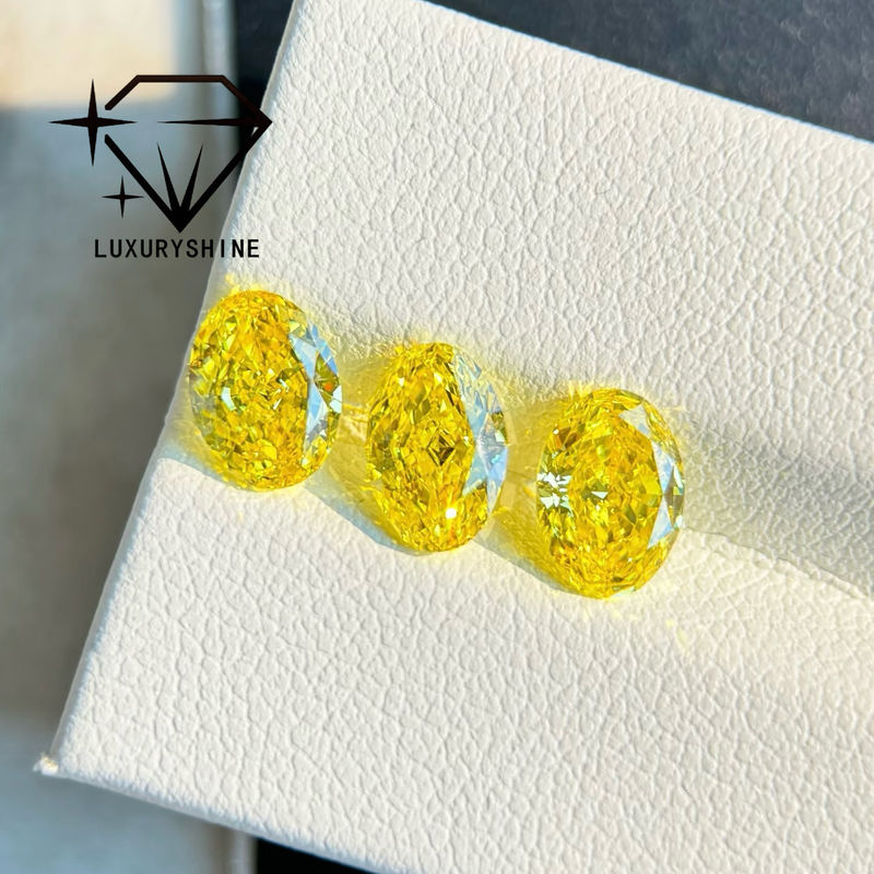 Kalite LuxuryShine VVS-VS Şık Sarı/Açık Sarı/Şık Yoğun/Çok Parlak Sarı Laboratuvar Büyütülmüş Elmas 1CT 2CT 3CT 4CT 5CT Oval Sertifika ve Özel Mücevherlerle Mükemmel Kesim fabrika
