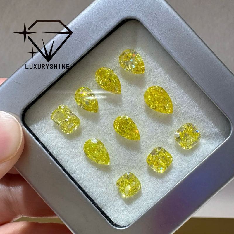 Kalite LuxuryShine VVS-VS Şık Sarı/Açık Sarı/Şık Yoğun/Çok Parlak Sarı Laboratuvar Büyütülmüş Elmas 1CT 2CT 3CT 4CT 5CT Oval Sertifika ve Özel Mücevherlerle Mükemmel Kesim fabrika
