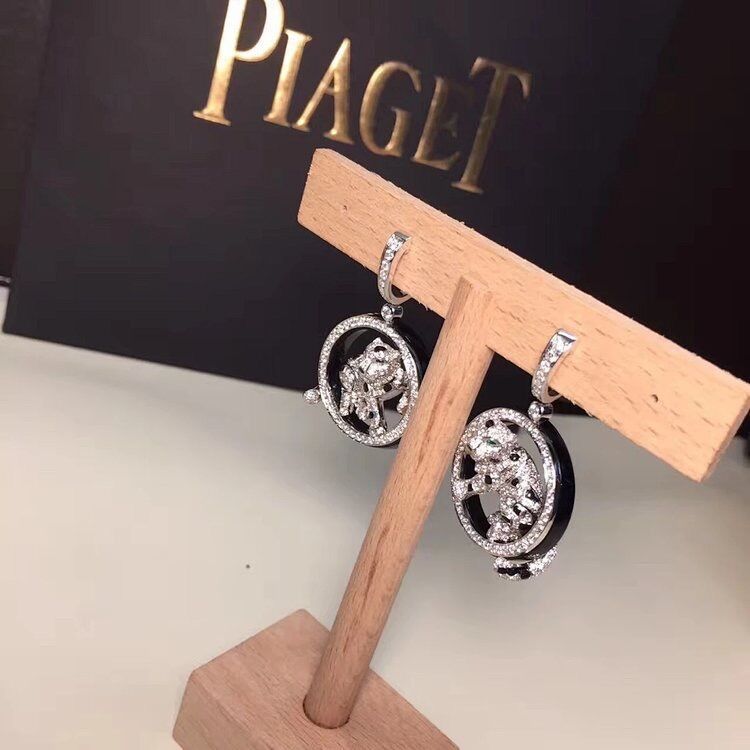 Kalite Pırlanta 18K Altın Küpeler Mücevher PanthèRe De Beyaz Altın Zümrüt Jade Onyx fabrika