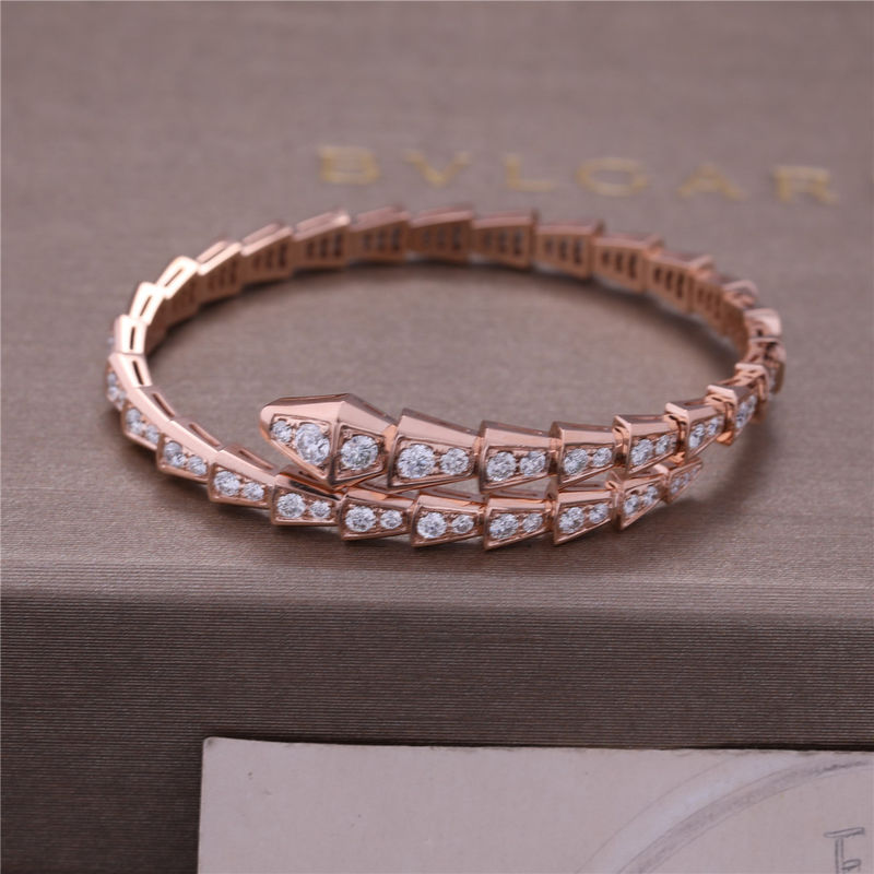 Kalite Lüks Klozet Rose Gold Bileklik Serpenti Viper tek bobin tam elmas Yılan Bileklik 353792 fabrika