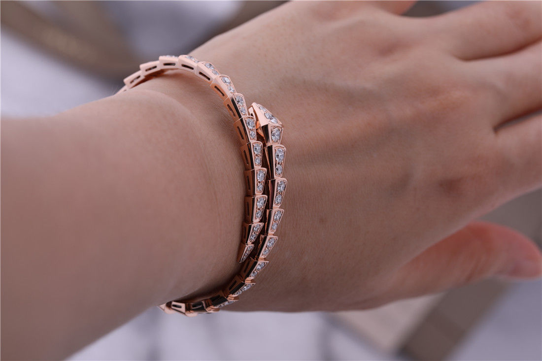 Kalite Lüks Klozet Rose Gold Bileklik Serpenti Viper tek bobin tam elmas Yılan Bileklik 353792 fabrika