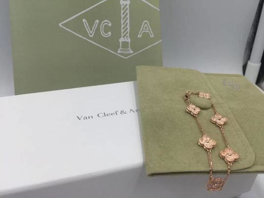 Kalite Van Cleef & Arpels Sweet Alhambra Bileklik 6 Motifli Rose Gold fabrika