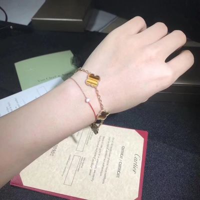 Kalite 18K Altın Ve Gerçek Pırlanta Van Cleef And Arpels 5 Motifli Vintage Alhambra Bileklik fabrika
