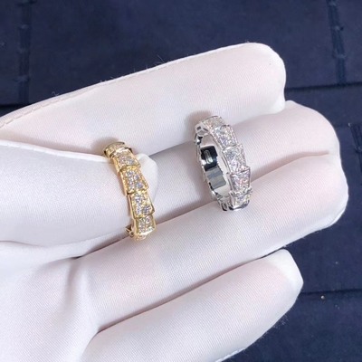 Fabrika Markası BVLGARI Serpenti Engerek Yüzük 18 Ayar Altın Ve Gerçek Pırlanta Gül Altın