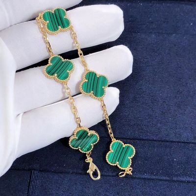 Kalite Kırmızı Van Cleef Arpels 18 Ayar Altın Bileklik 5 Motifli Taşlı fabrika