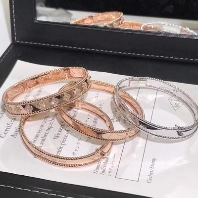 Kalite Orta Model VCA Gerçek 18 Ayar Altın Perlee Signature Bileklik Beyaz Gül Sarı Altın fabrika