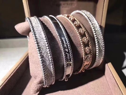 Kalite Orta Model VCA Gerçek 18 Ayar Altın Perlee Signature Bileklik Beyaz Gül Sarı Altın fabrika