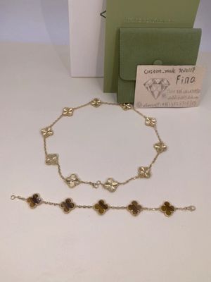 Kalite VCA Vintage Alhambra Bileklik 5 Motifli 18 Ayar Sarı / Gül / Beyaz Altın Bileklik fabrika