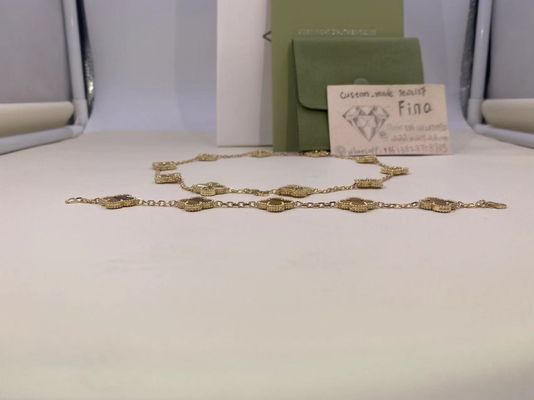 Kalite VCA Vintage Alhambra Bileklik 5 Motifli 18 Ayar Sarı / Gül / Beyaz Altın Bileklik fabrika