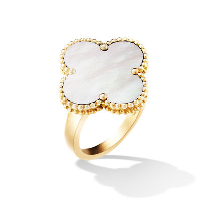 Kalite VCARF78900 Van Cleef Ve Arpels Sihirli Alhambra Yüzük Sarı Altın Çiçek Şekli Ile fabrika