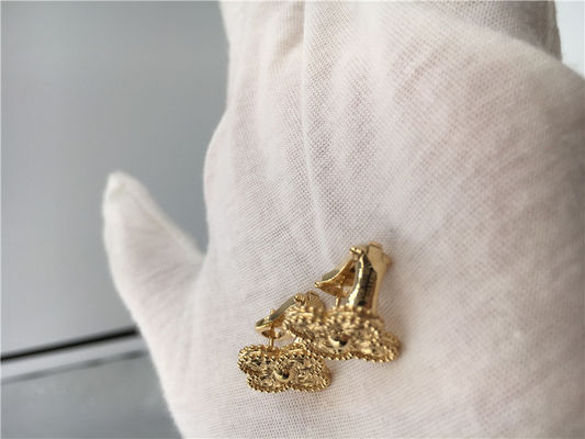 Kalite Van Cleef Vintage Alhambra Küpe, 18K Sarı Altın Van Cleef Mini Alhambra Küpe fabrika