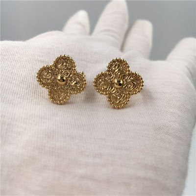 Kalite Van Cleef Vintage Alhambra Küpe, 18K Sarı Altın Van Cleef Mini Alhambra Küpe fabrika