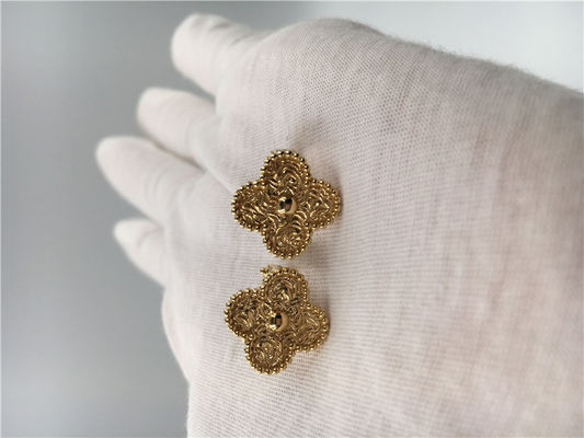 Kalite Van Cleef Vintage Alhambra Küpe, 18K Sarı Altın Van Cleef Mini Alhambra Küpe fabrika
