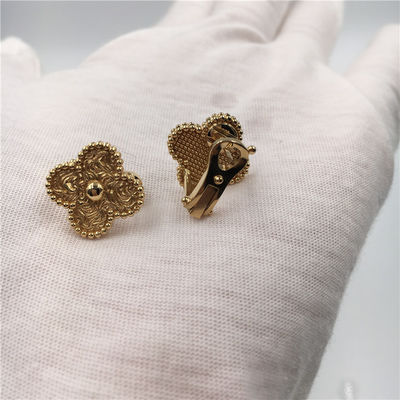 Kalite Van Cleef Vintage Alhambra Küpe, 18K Sarı Altın Van Cleef Mini Alhambra Küpe fabrika