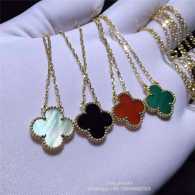 Kalite Vintage Van Cleef ve arpels sarı altın malakit Tiger'ın göz inci Alhambra kolye fabrika
