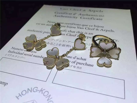 Kalite Van Cleef Tatlı Alhambra Küpe, Yuvarlak Pırlantalı İnci Küpeli Beyaz Anne fabrika