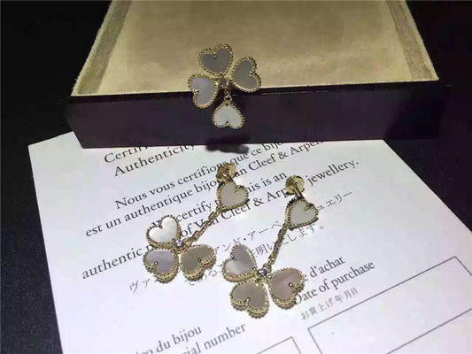 Kalite Van Cleef Tatlı Alhambra Küpe, Yuvarlak Pırlantalı İnci Küpeli Beyaz Anne fabrika