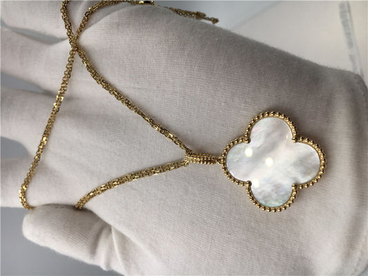 Kalite Elmas olmadan uzun 18 k sarı altın Vintage Alhambra kolye çiçek şekli fabrika
