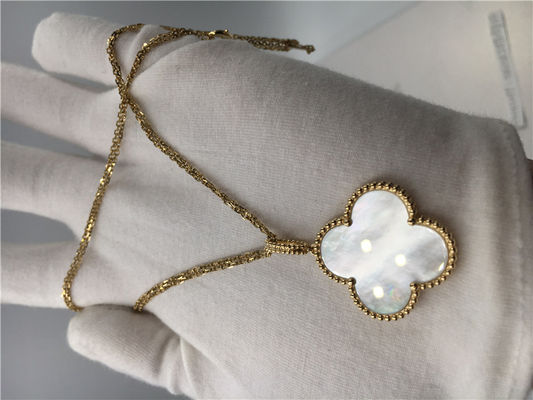 Kalite Elmas olmadan uzun 18 k sarı altın Vintage Alhambra kolye çiçek şekli fabrika