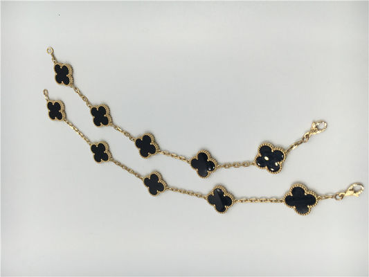 Kalite Kadın Vintage Alhambra 18K Altın Takı Onyx No Diamond ile El Yapımı fabrika