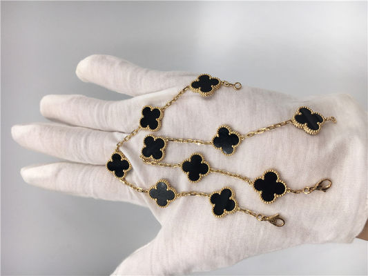Kalite Kadın Vintage Alhambra 18K Altın Takı Onyx No Diamond ile El Yapımı fabrika