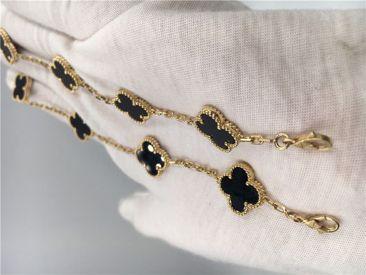 Kalite Kadın Vintage Alhambra 18K Altın Takı Onyx No Diamond ile El Yapımı fabrika