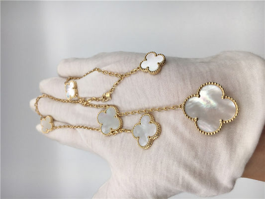 Kalite Beyaz Sedef Van Cleef Arpels Sihirli Alhambra Kolye 18 k Sarı Altın fabrika