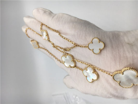 Kalite Beyaz Sedef Van Cleef Arpels Sihirli Alhambra Kolye 18 k Sarı Altın fabrika