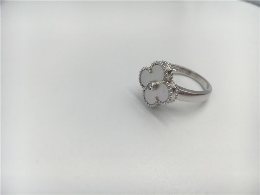 Kalite Vintage Alhambra 18K Altın Yüzük Beyaz Altın Pırlantalı / Beyaz İnci fabrika