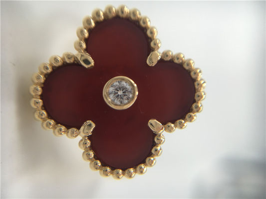 Kalite Kadın Carnelian 18K Altın Yüzük Gerçek Pırlanta Eşsiz Vintage Alhambra fabrika