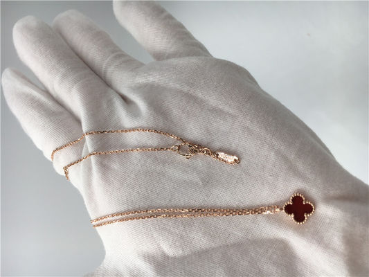Kalite Gül Altın Kolye Kolye Için Kız Arkadaşı, 18 k Sihirli Alhambra Kolye Ile Carnelian fabrika