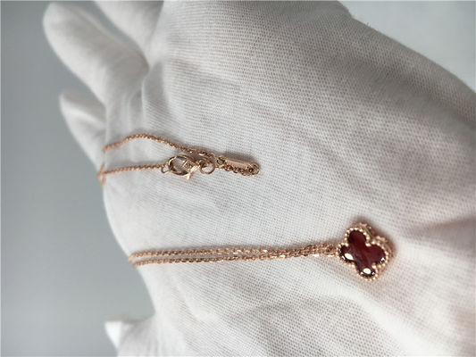 Kalite Gül Altın Kolye Kolye Için Kız Arkadaşı, 18 k Sihirli Alhambra Kolye Ile Carnelian fabrika