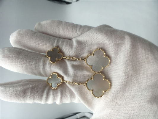 Kalite 2 Motifli Van Cleef Küpeler, 18 Ayar Sarı Altın Van Cleef İnci Küpeler fabrika
