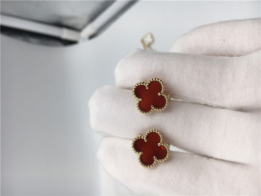 Kalite Van Cleef Arpels Tatlı Alhambra kulaklıklar carnelian ile 18 ayar sarı altın fabrika