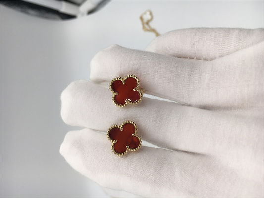 Kalite Van Cleef Arpels Tatlı Alhambra kulaklıklar carnelian ile 18 ayar sarı altın fabrika