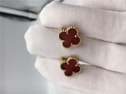 Kalite Van Cleef Arpels Tatlı Alhambra kulaklıklar carnelian ile 18 ayar sarı altın fabrika
