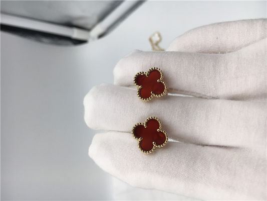 Kalite Van Cleef Arpels Tatlı Alhambra kulaklıklar carnelian ile 18 ayar sarı altın fabrika