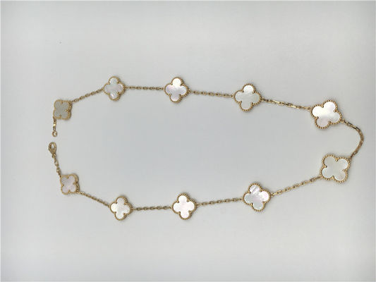 Kalite Beyaz Sedef Van Cleef Arpels Alhambra Kolye 18 k Sarı Altın fabrika