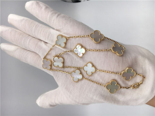 Kalite Beyaz Sedef Van Cleef Arpels Alhambra Kolye 18 k Sarı Altın fabrika