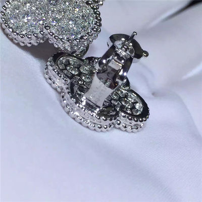 Kalite Van Cleef Arpels Sihirli Alhambra küpe 18 k beyaz altın ve yuvarlak elmas fabrika