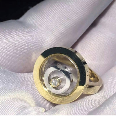 Kalite 18K Altın Chopard Mutlu Ruh Yüzük, Kalp Şekli Doğal 0.1 Karat Pırlanta Yüzük fabrika