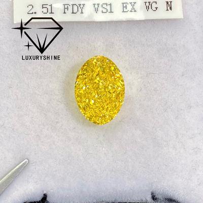 Kalite LuxuryShine VVS-VS Şık Sarı/Açık Sarı/Şık Yoğun/Çok Parlak Sarı Laboratuvar Büyütülmüş Elmas 1CT 2CT 3CT 4CT 5CT Oval Sertifika ve Özel Mücevherlerle Mükemmel Kesim fabrika