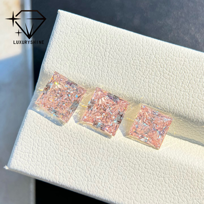 LuxuryShine 1-10CT Prenses şekli Şık pembe laboratuvar yetişkin elmas VVS-VS gevşek elmaslar IGI Sertifikası ile özel mücevher