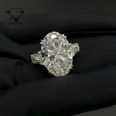 Luxuryshine Oval Cut VVS/VS Laboratuvar Büyümüş Elmas 10CT Solitaire Yüzük 18K Katı Altın IGI Sertifikasıyla Özel Mücevher