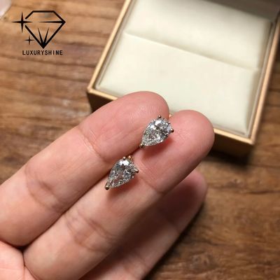 Kalite 18K Altın Armut Kesim Laboratuvar Yetiştirilmiş Pırlanta Küpe VVS-VS Berraklık fabrika