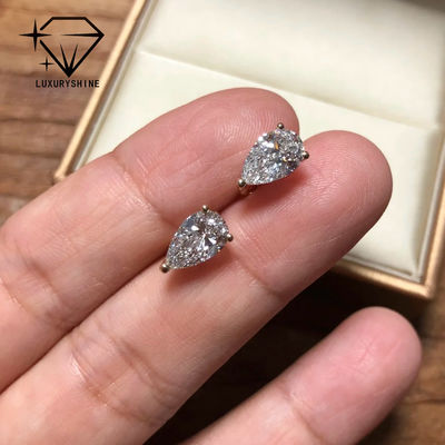 Kalite 18K Altın Armut Kesim Laboratuvar Yetiştirilmiş Pırlanta Küpe VVS-VS Berraklık fabrika